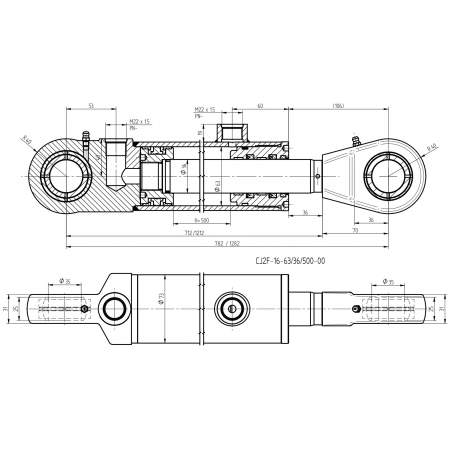 Siłownik CJ2F 63x36 500 z zaworem regulowanym 3/8''